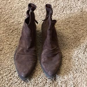 Brown suede booties
